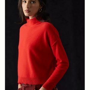 Anthropologie Pilcro Alani Red Cashmere Mock-Neck Sweater Size XS Petite